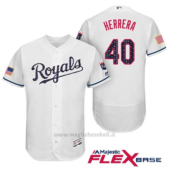 Maglia Baseball Uomo Kansas City Royals 2017 Estrellas y Rayas Kelvin Herrera Bianco Flex Base